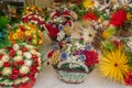 Colorful flowery decorations for sale