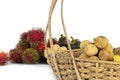 Baskets consist of fruit placed in a rattan basket. Royalty Free Stock Photo