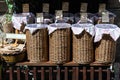 Baskets of Dried Beans in Market