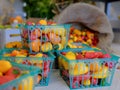 Baskets Filled With Colorful Sweet Peppers