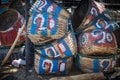 Baskets on a fish marketplace Royalty Free Stock Photo