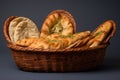 Baskets of Freshly Baked Bread and Pastries