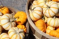Baskets full of miniature gourds Royalty Free Stock Photo