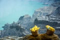 Baskets with sulphur at Kawah Ijen, Indonesia