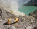 Baskets of sulphur, Kawah Ijen, Java, Indonesia Royalty Free Stock Photo