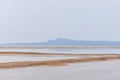 Silhouette of the Big Bogdo Mount with Lake Baskunchak