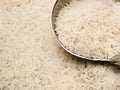 Basmati rice and ladle Royalty Free Stock Photo