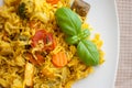 Basmati rice with vegetables and chicken Royalty Free Stock Photo