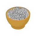 Basmati rice in wooden bowl isolated. Groats in wood dish. Grain Royalty Free Stock Photo