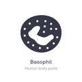 basophil outline icon. isolated line vector illustration from human body parts collection. editable thin stroke basophil icon on