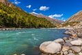 Baspa river valley near Chitkul village of Himachal Pradesh  India. Royalty Free Stock Photo