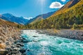 Baspa river valley near Chitkul village of Himachal Pradesh  India. Royalty Free Stock Photo