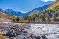 Baspa river valley near Chitkul village of Himachal Pradesh  India. Royalty Free Stock Photo