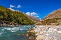 Baspa river valley near Chitkul village of Himachal Pradesh  India. Royalty Free Stock Photo