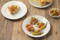 Basque banderilla made of peppers, olives and anchovies Royalty Free Stock Photo