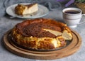 Basque burnt cheesecake homemade style, San Sebastian cake
