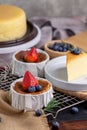 Basque Cheesecake with Japanese cheese cake with berry toppings.