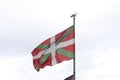 Basque country flag, with a sea gull on the pole. Royalty Free Stock Photo