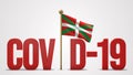 Basque Country realistic 3D flag and Covid-19 illustration. Royalty Free Stock Photo