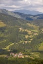 Basque country valley surrounded by forest and mountains. Spanish tourism Royalty Free Stock Photo