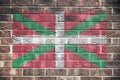 Basque flag on a brick wall background