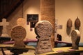 Basque funeral steles of the ethnological museum of Baiona Royalty Free Stock Photo