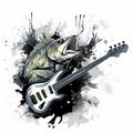 Abstract Bass Guitar In Water Splash Illustration