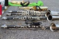 Bass clarinets on pavement Royalty Free Stock Photo