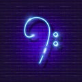 Bass clef neon sign. Music notation Luminous icon. Musical group symbol. Vector illustration for design. Music concept Royalty Free Stock Photo