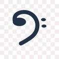 Bass clef vector icon isolated on transparent background, Bass c