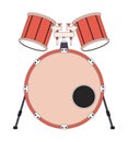 Bass drum with mid and high tom 2D linear cartoon object