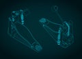 Bass drum pedal blueprints Royalty Free Stock Photo