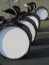 Bass drums on ground during marching band practice Royalty Free Stock Photo