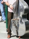 Bass fiddle player in steet band Royalty Free Stock Photo