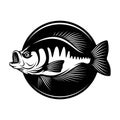 Bass fish - Fishing logo. Template club emblem. Fishing theme vector illustration. Royalty Free Stock Photo