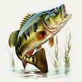 Bass Fishing Hunting, A Picture Of Skill And Patience, Isolated On White Background - Generative AI