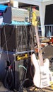 Bass guitar with amp and rack