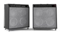 Bass guitar amplifier isolated. Two points of view Royalty Free Stock Photo