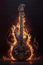 bass guitar with a flaming design Royalty Free Stock Photo