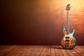 Bass guitar light background. Generate Ai Royalty Free Stock Photo