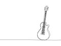 Bass guitar one line art. Continuous line drawing of musical, equipment, song, guitar, electric, melody, rock, volume