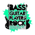 Bass guitar players rock graphic Royalty Free Stock Photo