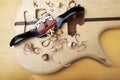 Bass guitar under construction Royalty Free Stock Photo