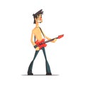 Bass Guitarist Rock Band Member Funny Character