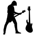 Bass guitarist silhouette Royalty Free Stock Photo