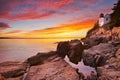 Bass Harbor Head Lighthouse, Acadia NP, Maine, USA at sunset Royalty Free Stock Photo