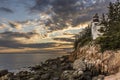 Bass Harbor Head Lighthouse at Sunset Darker Royalty Free Stock Photo