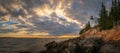 Bass Harbor Lighthouse sunset panorama Royalty Free Stock Photo