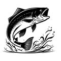 Bass Jumping Logo, A Modern Bass fish Vector Jumping out of water Royalty Free Stock Photo