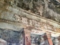 Bass relief. Ancient temple. Ceiling decoration . Angkor Wat Temple . Cambodia. Royalty Free Stock Photo